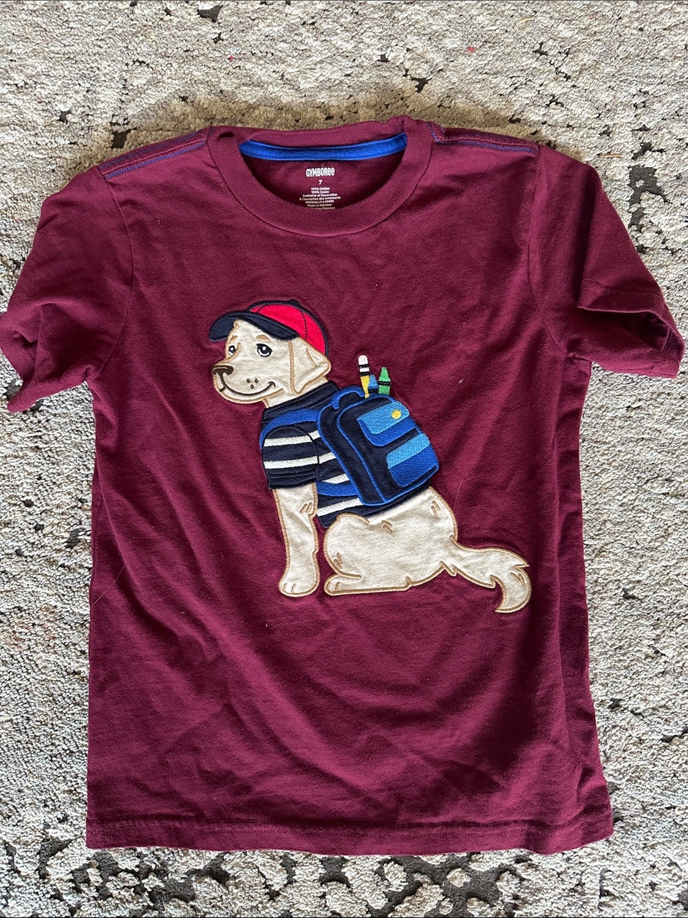 EUC Gymboree Maroon Tee with Puppy Back-to-School Applique